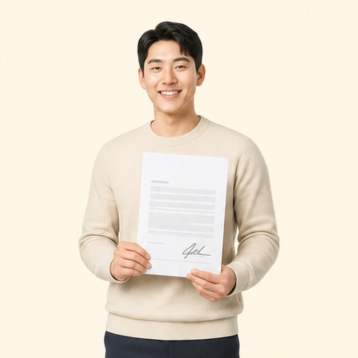 소형 SUV 장기렌트 서면 견적서를 들고 있는 고객